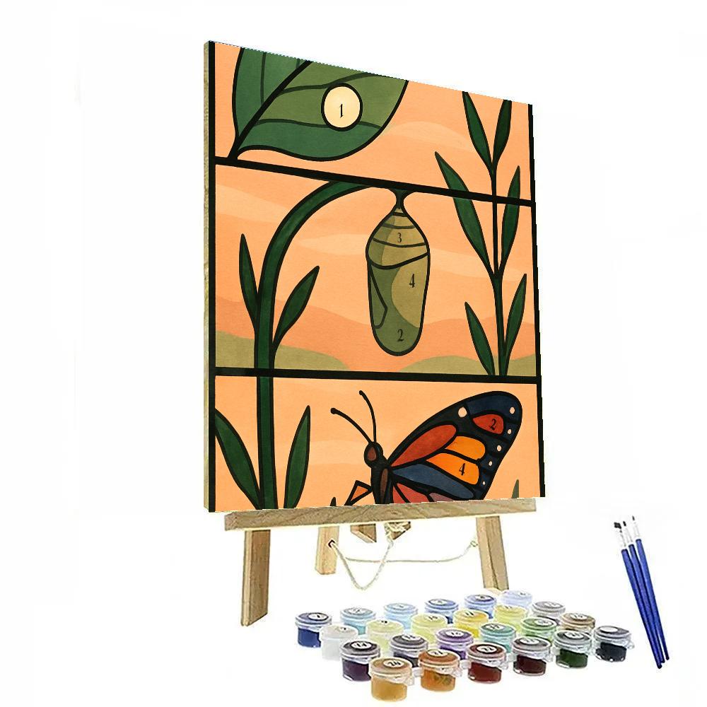 Stained Glass Butterfly Metamorphosis paint by numbers