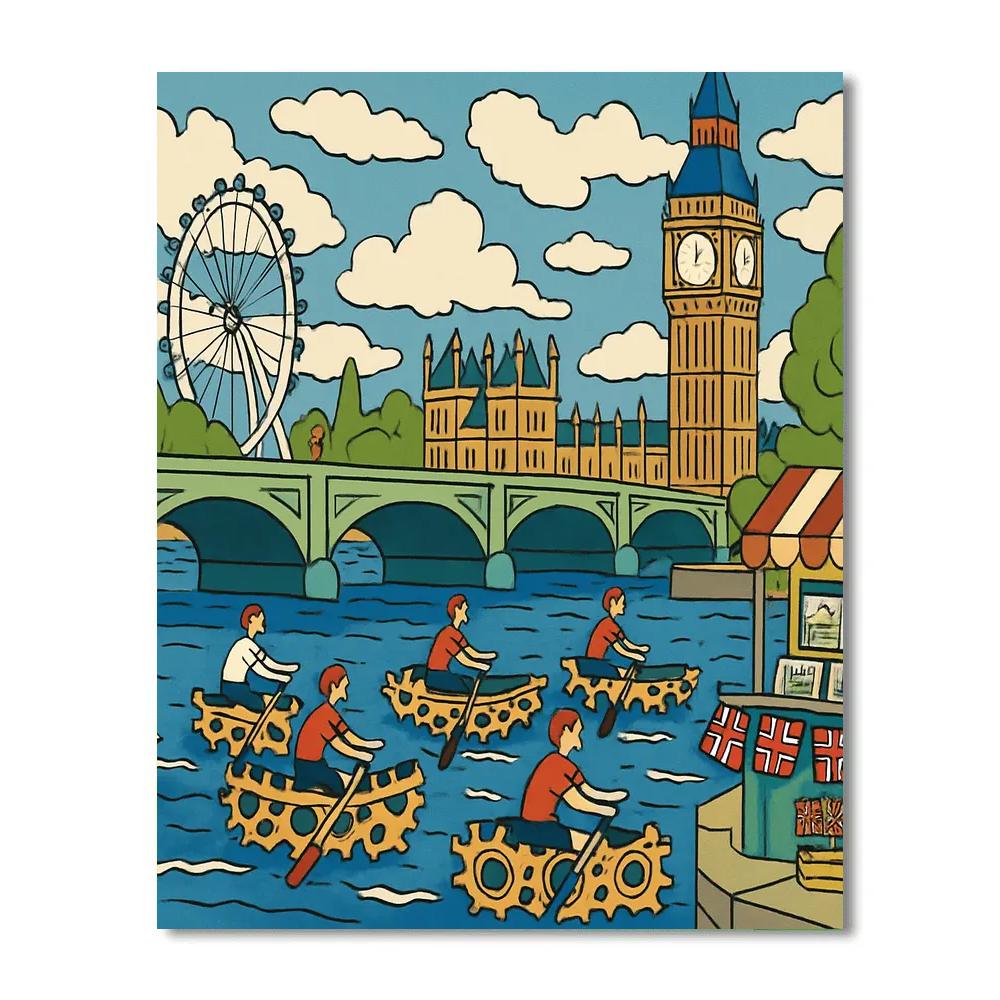 London-Thames Clockwork Regatta paint by number