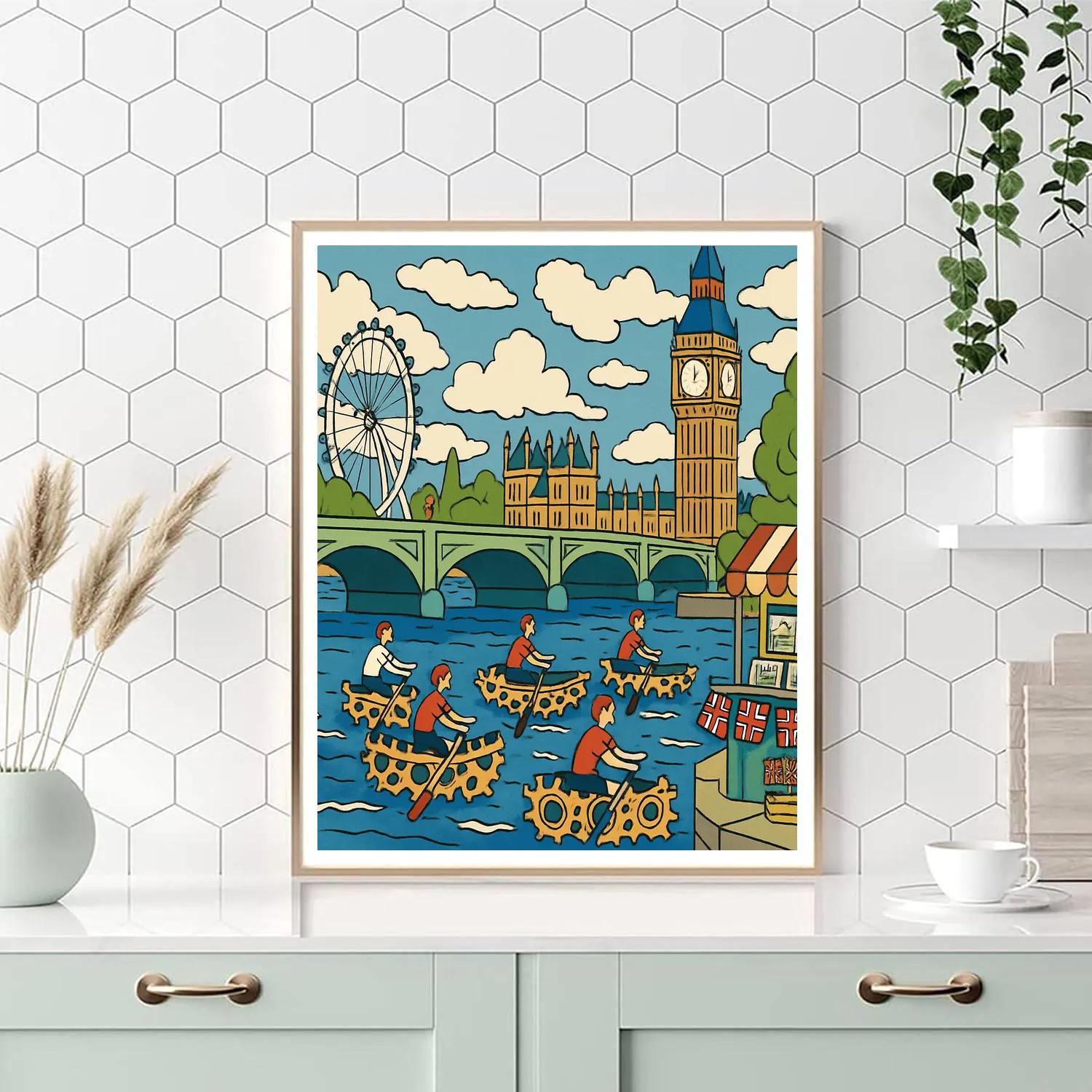 London-Thames Clockwork Regatta paint by number