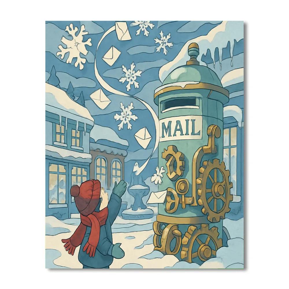 Clockwork Postcards In Winter Numbered painting kits