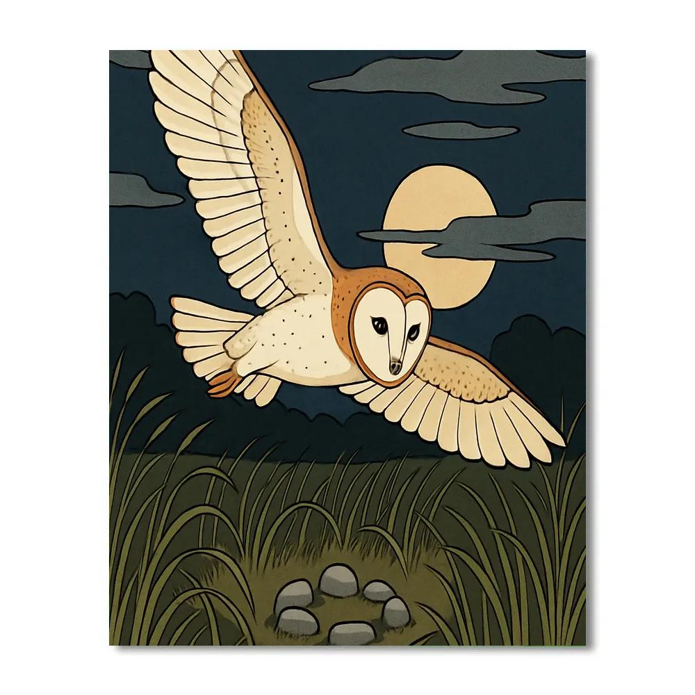 Moonlit Glen With Owl Sentinel DIY paint by numbers