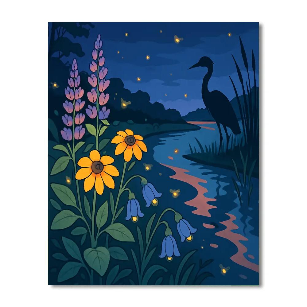 Riverside Wildflowers In Floral Light painting number kit