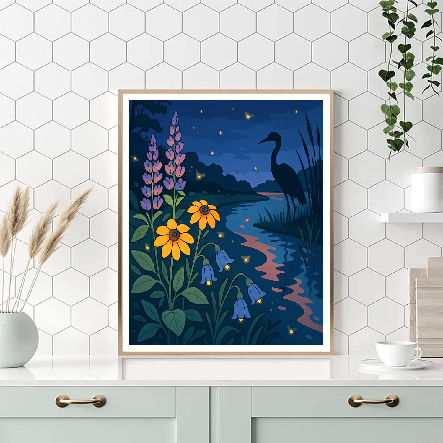 Riverside Wildflowers In Floral Light painting number kit