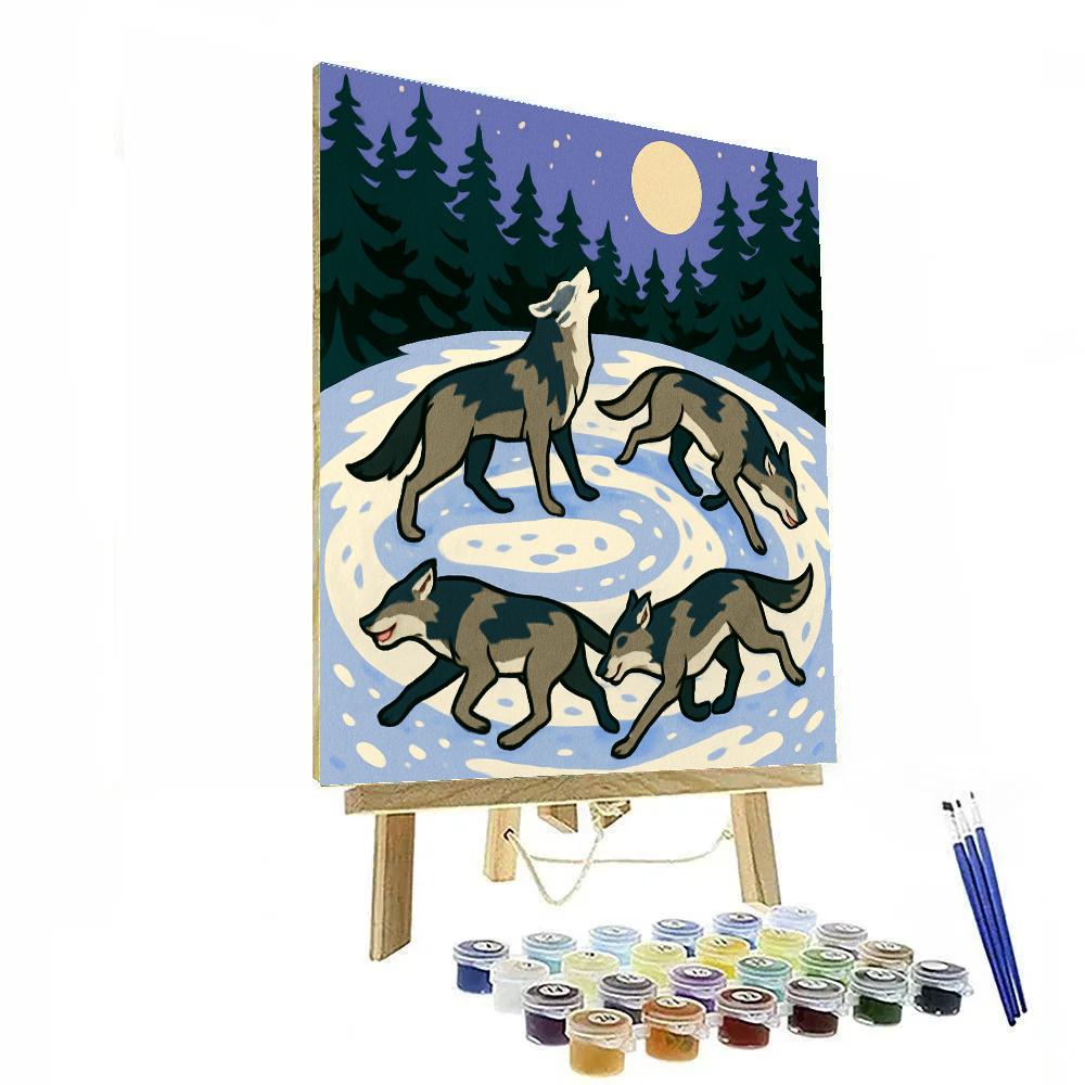 Pine Shadow Chorus With Wolf Paint by numbers art
