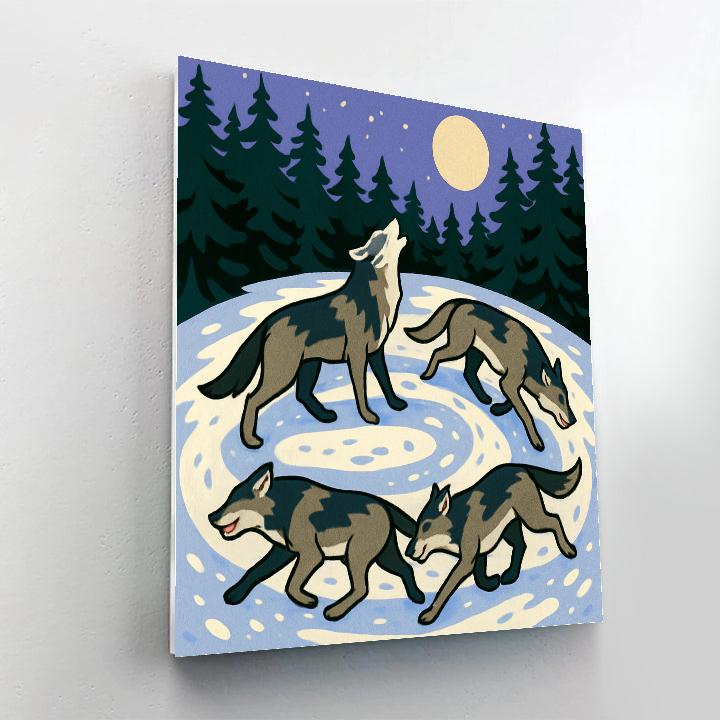 Pine Shadow Chorus With Wolf Paint by numbers art