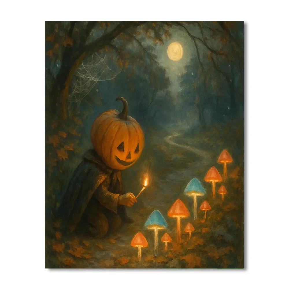 Midnight Mushroom Lantern Garden DIY paint by numbers