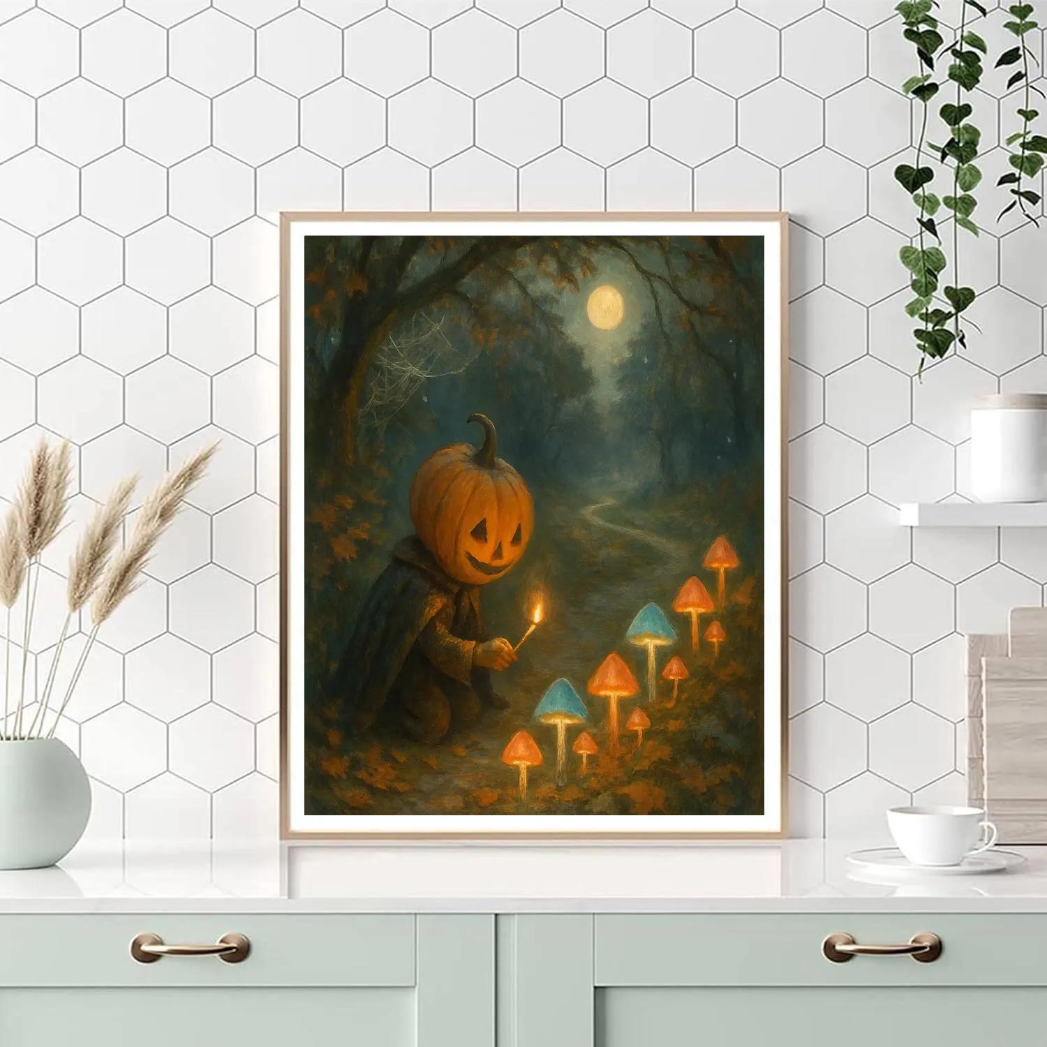 Midnight Mushroom Lantern Garden DIY paint by numbers
