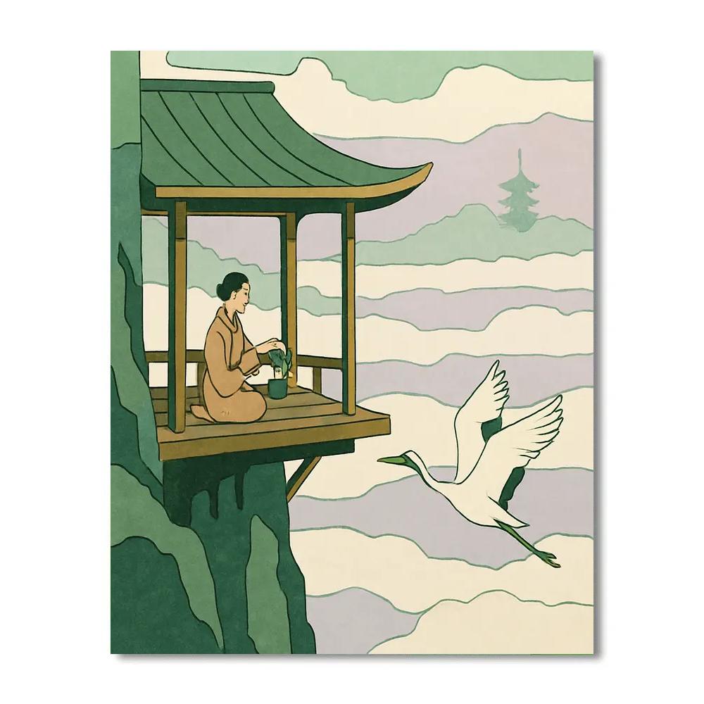 Tea Pavilion Above The Clouds In Japan Painting by numbers kit