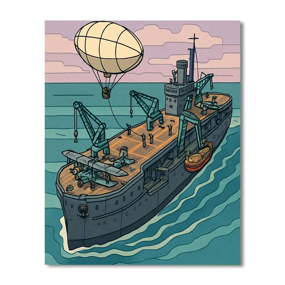 Clockwork Sky Harbor Ship Paint by numbers art