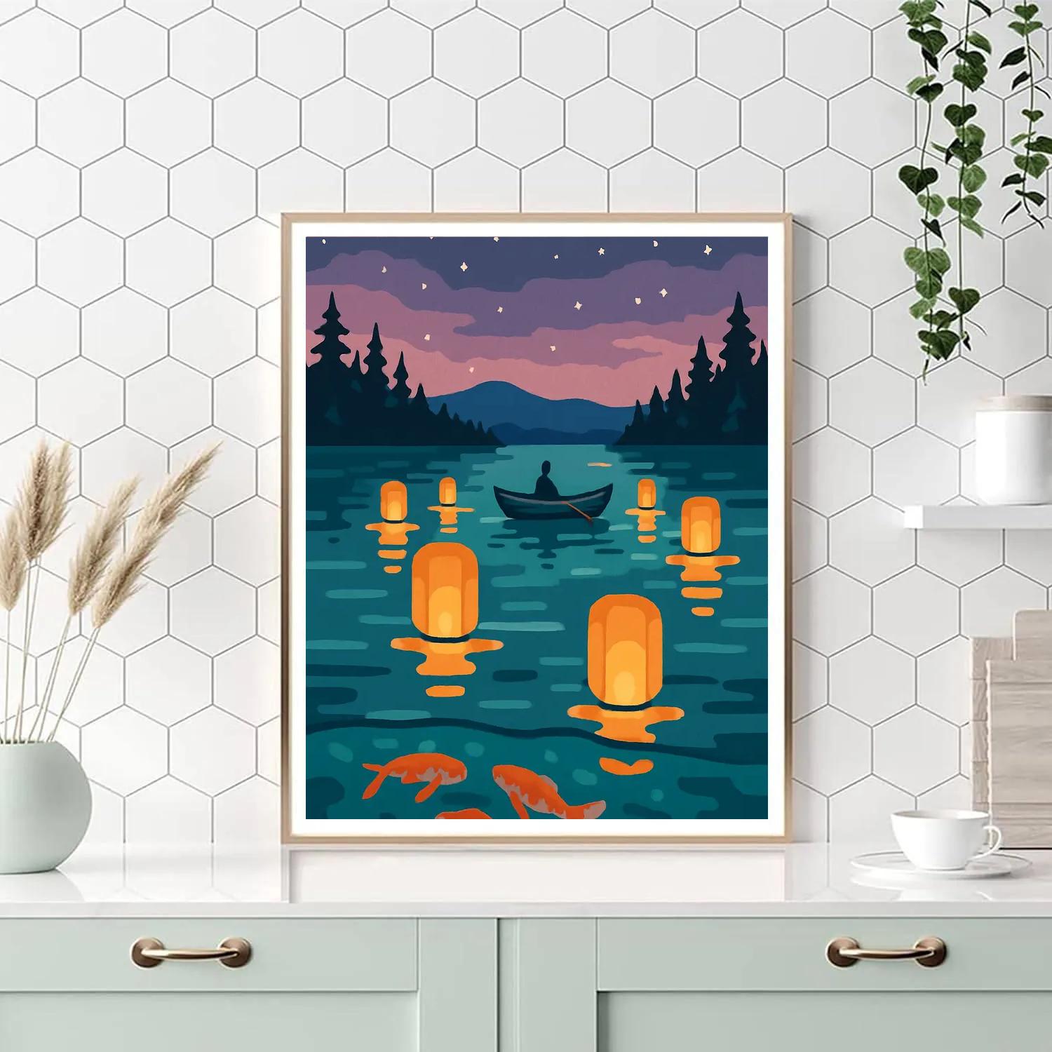 Paper Lanterns Over The Lake paint by color