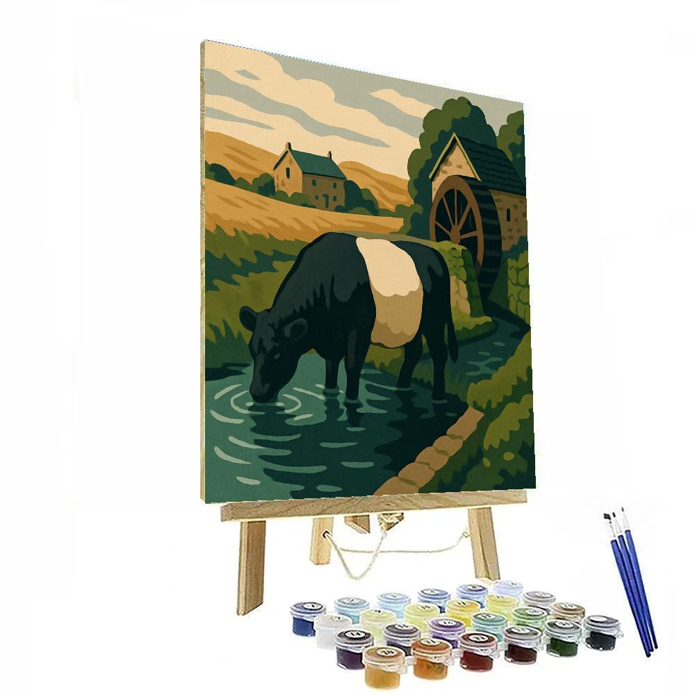 Starlit Waterwheel Cow Pasture Paint by numbers kits