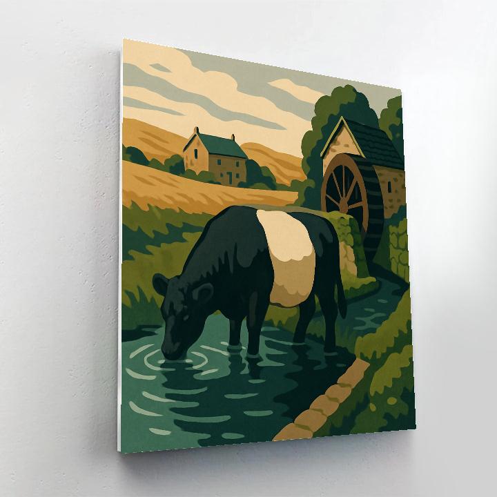 Starlit Waterwheel Cow Pasture Paint by numbers kits
