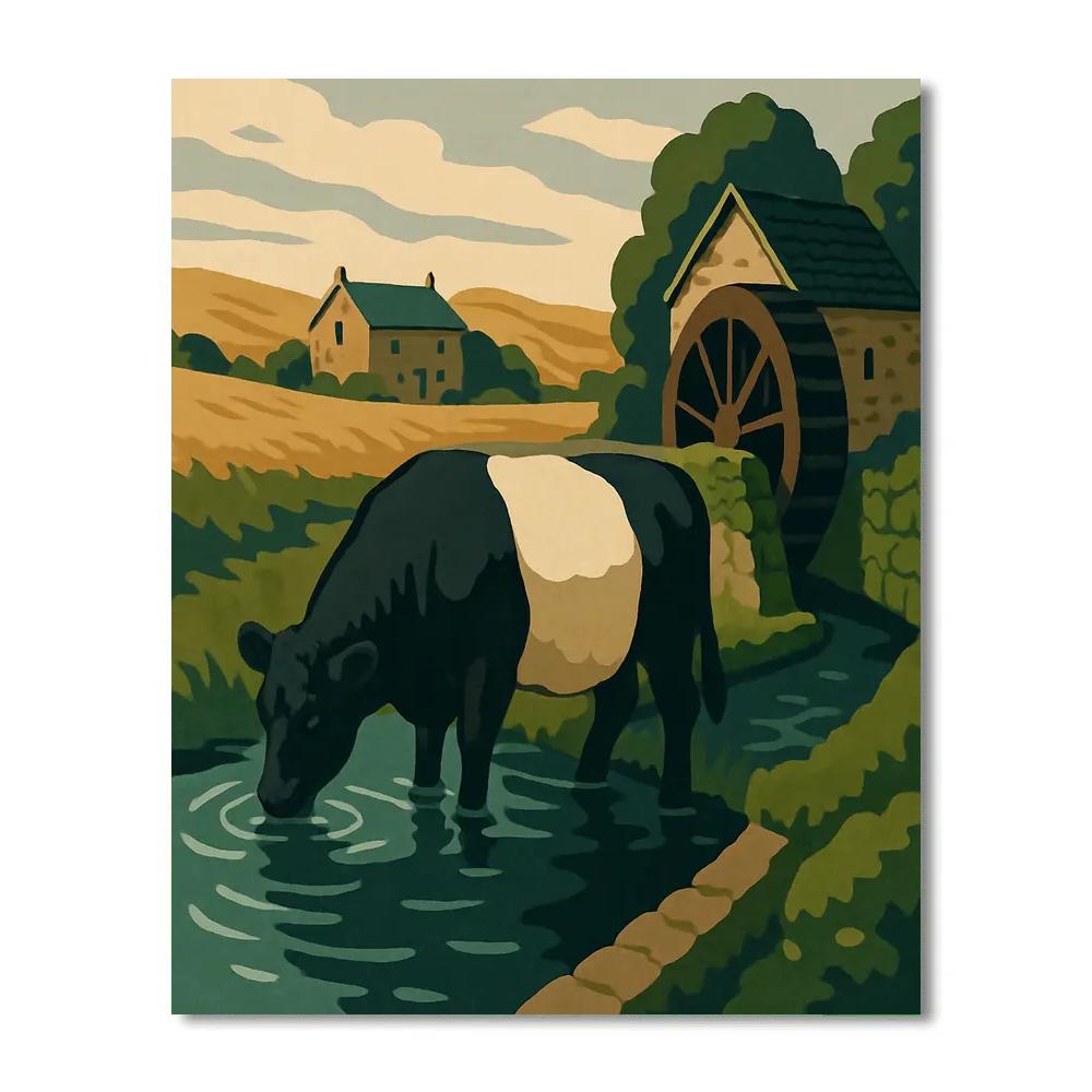 Starlit Waterwheel Cow Pasture Paint by numbers kits