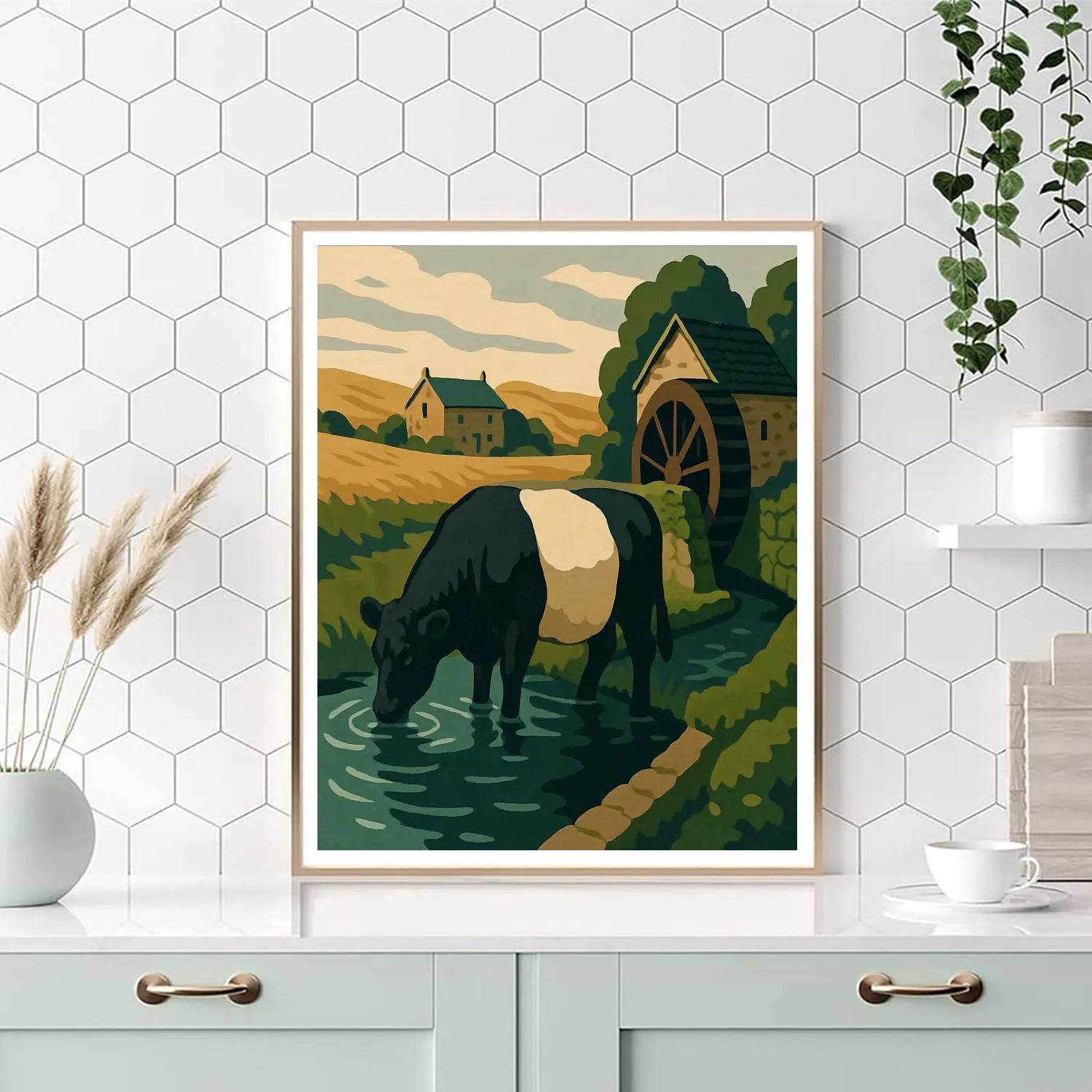 Starlit Waterwheel Cow Pasture Paint by numbers kits