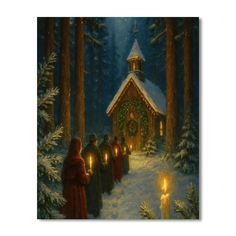 Cathedral Of Pines And Candlelight Paint by numbers art