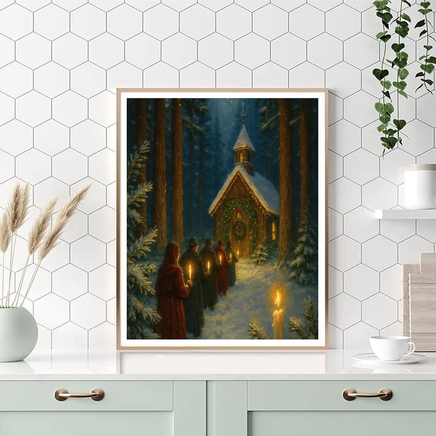 Cathedral Of Pines And Candlelight Paint by numbers art