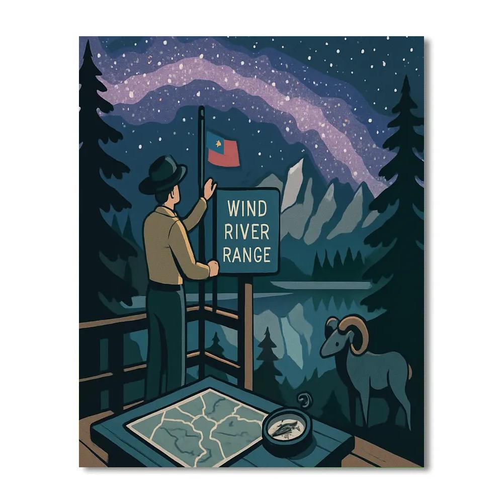 Wind River National Park Night Watch DIY paint by numbers