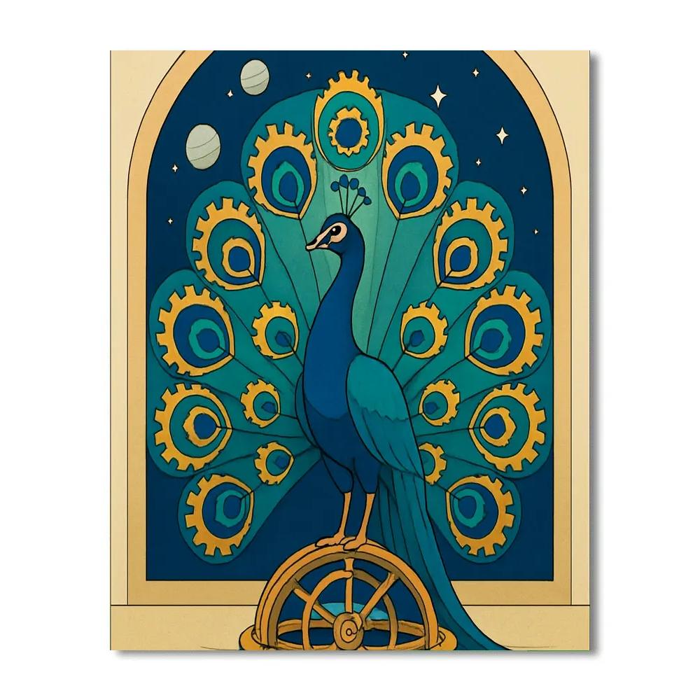 Clockwork Observatory Peacock paint by number