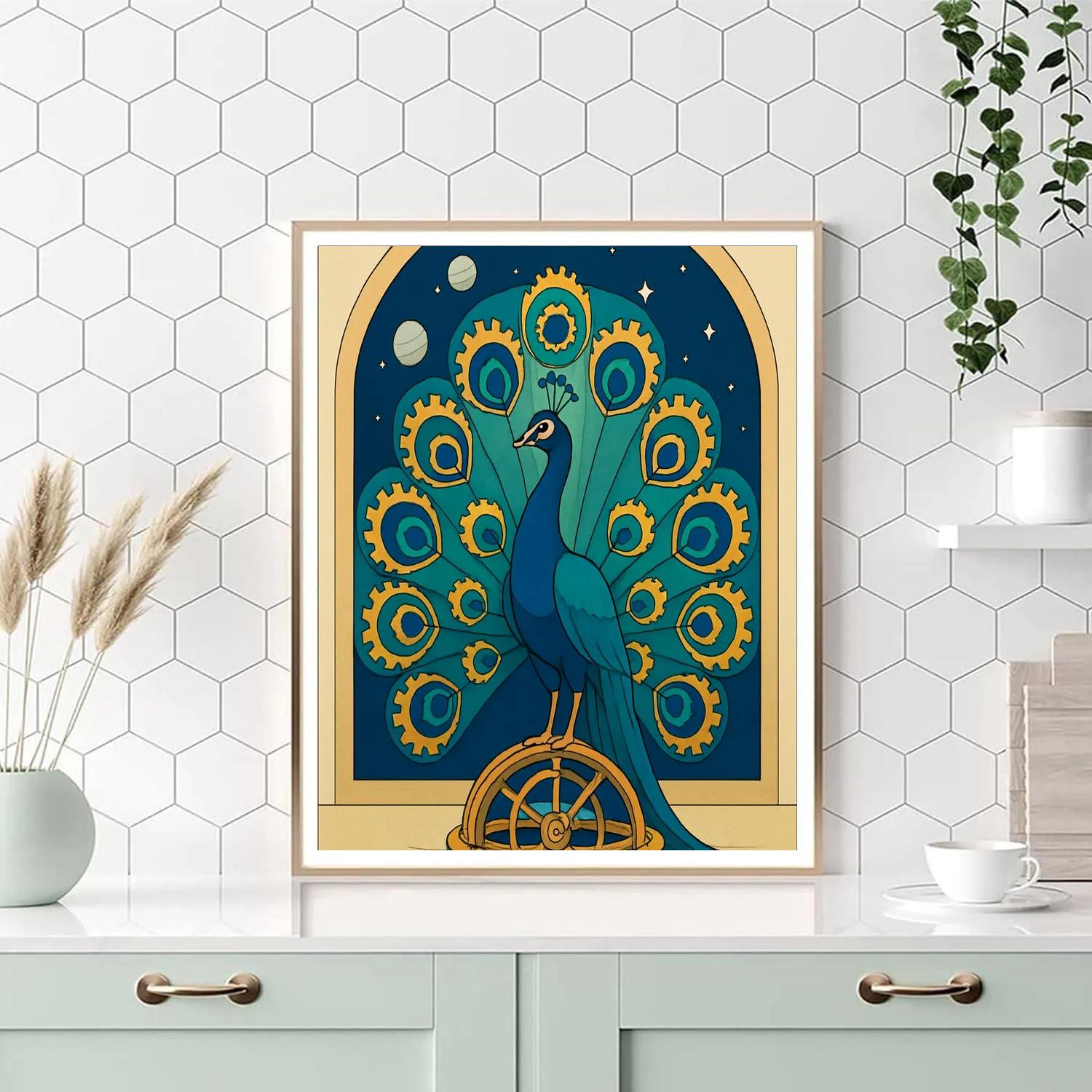 Clockwork Observatory Peacock paint by number