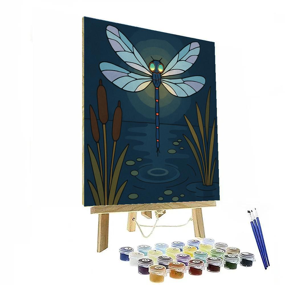 Dragonfly Lantern Over The Moonlit Marsh Number painting
