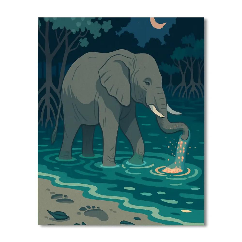 Monsoon Mangrove Elephant Reverie Painting by numbers kit