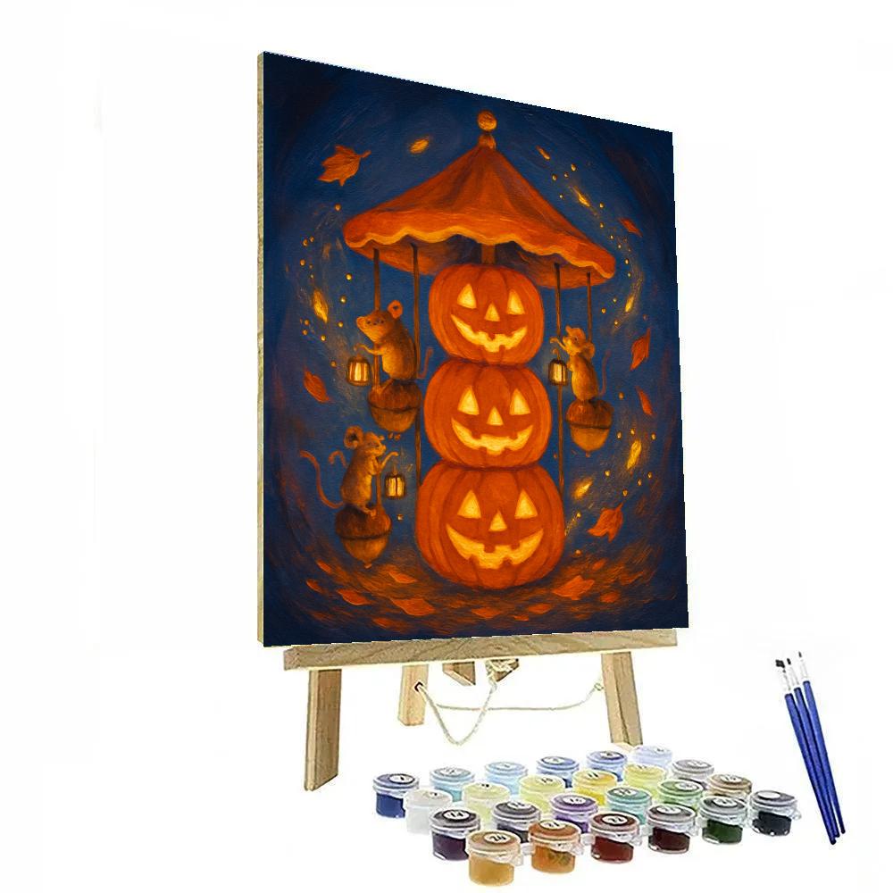 Stacked Jack O Lantern Carousel DIY paint by numbers