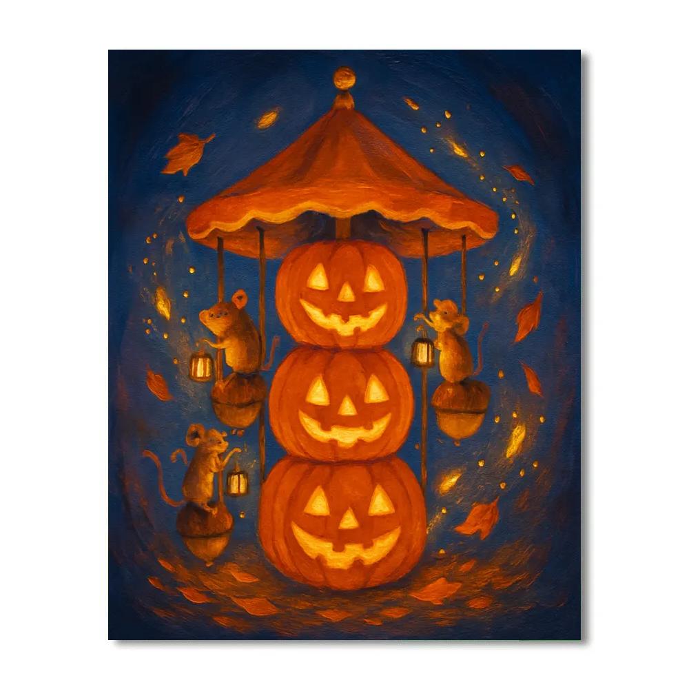Stacked Jack O Lantern Carousel DIY paint by numbers