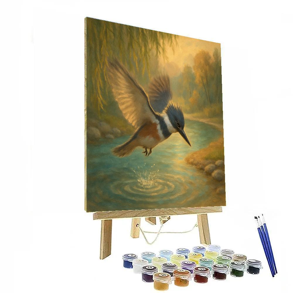 Kingfisher Spark Over The Willow Bend painting number kit