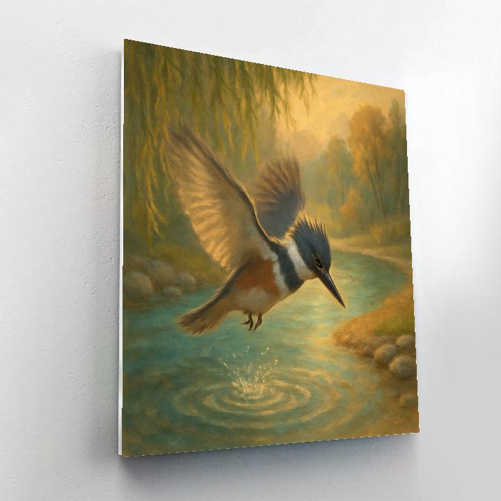 Kingfisher Spark Over The Willow Bend painting number kit