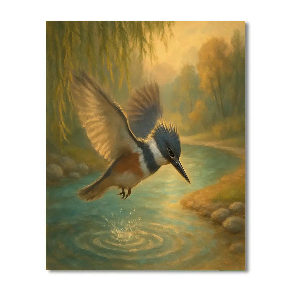 Kingfisher Spark Over The Willow Bend painting number kit