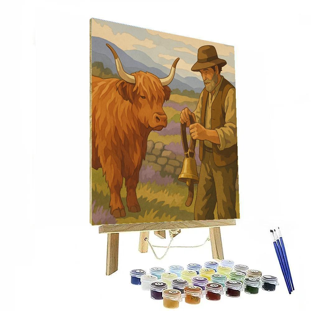 Highland Meadow With Cow Bellmaker Paint by numbers art