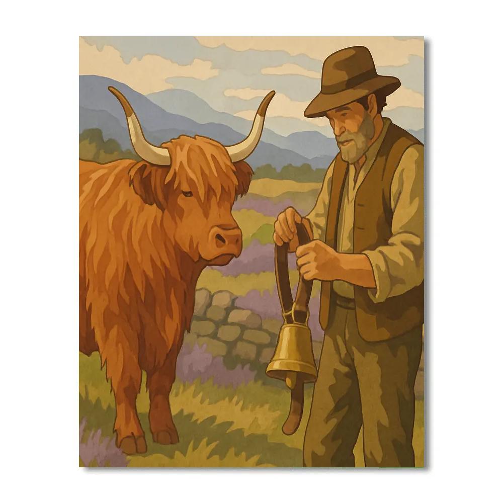 Highland Meadow With Cow Bellmaker Paint by numbers art
