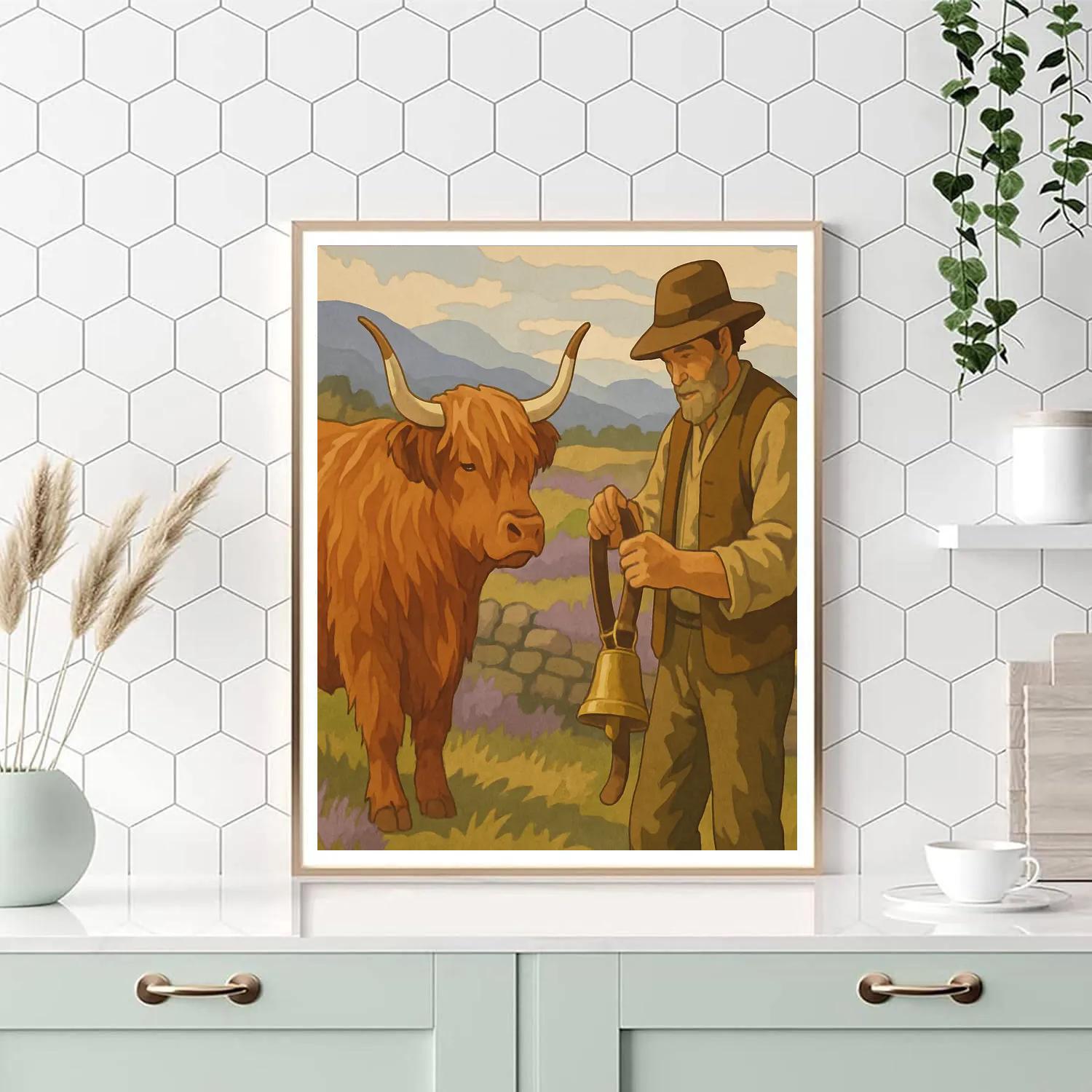 Highland Meadow With Cow Bellmaker Paint by numbers art