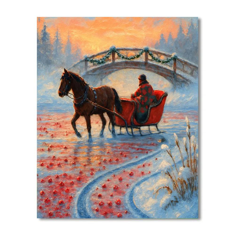 Sleigh Tracks Through The Cranberry Bog Number painting