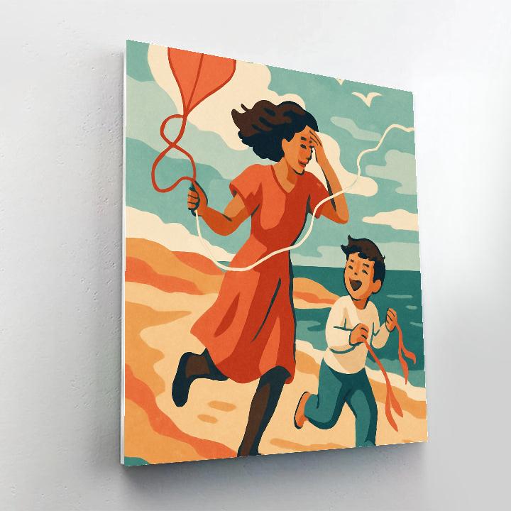 Kite String Courage With Mother paint by numbers