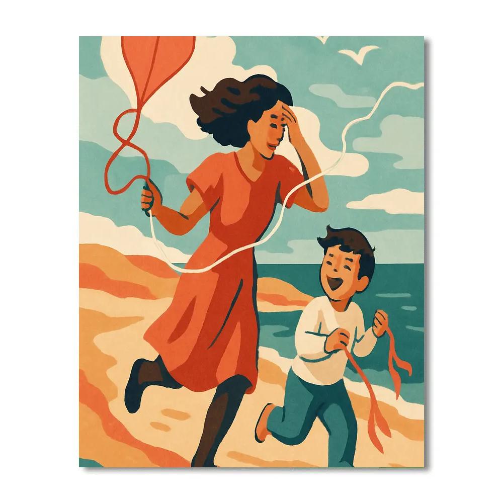 Kite String Courage With Mother paint by numbers