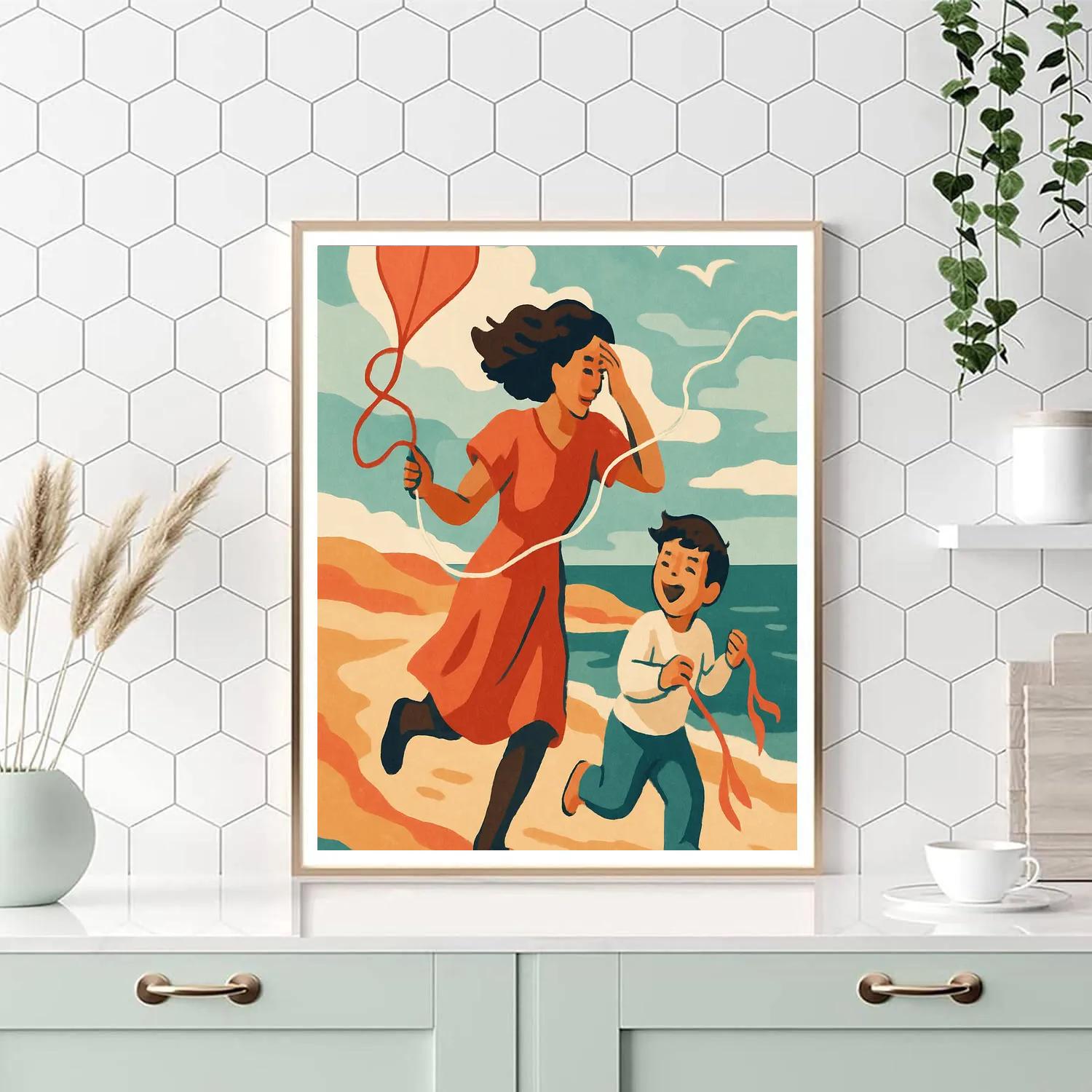 Kite String Courage With Mother paint by numbers