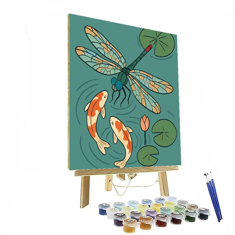 Koi Pond Ripples With Dragonfly Paint by numbers kits