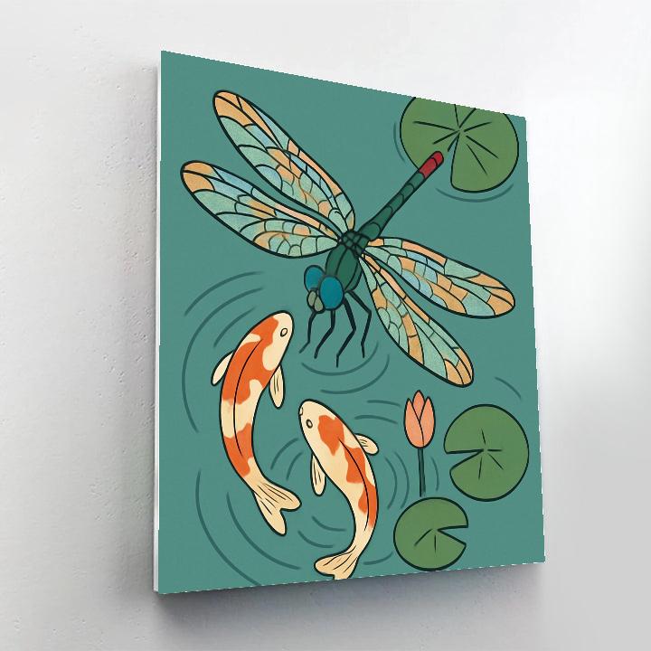 Koi Pond Ripples With Dragonfly Paint by numbers kits
