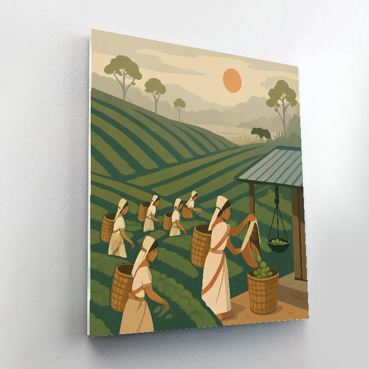 Tea Garden Harvest With India In The Mist paint by numbers