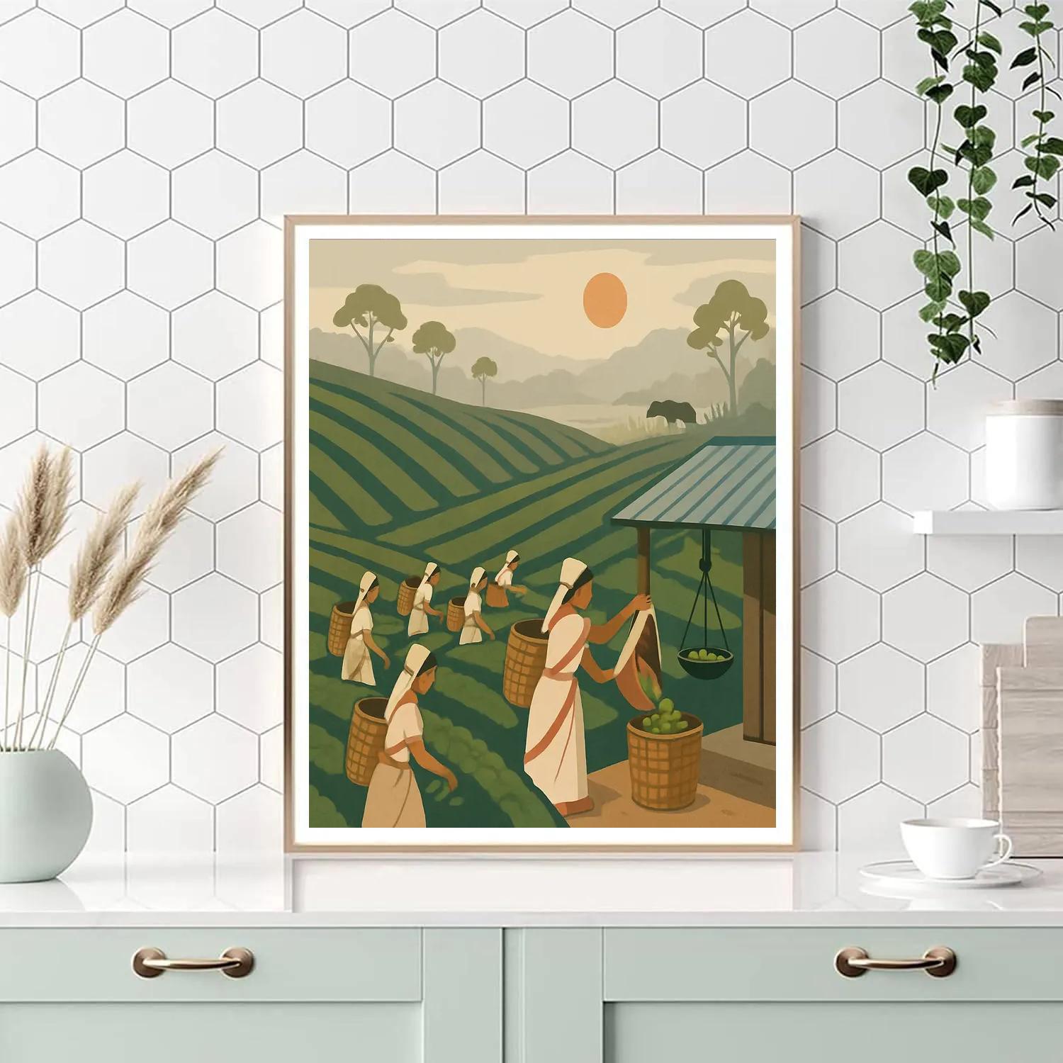 Tea Garden Harvest With India In The Mist paint by numbers