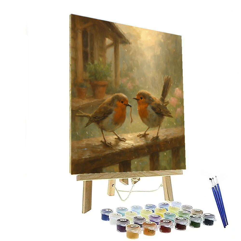 Garden Porch Robins After The Rain Numbered painting kits