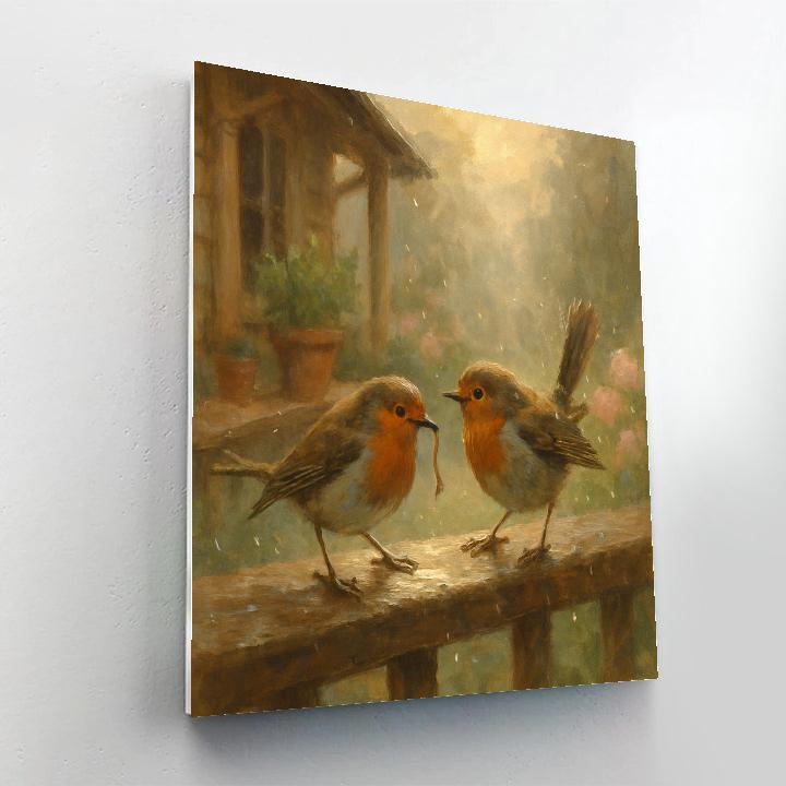 Garden Porch Robins After The Rain Numbered painting kits