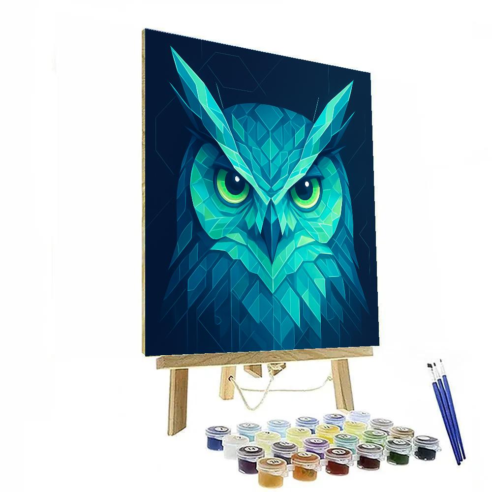 Crystal Circuit Owl Number painting