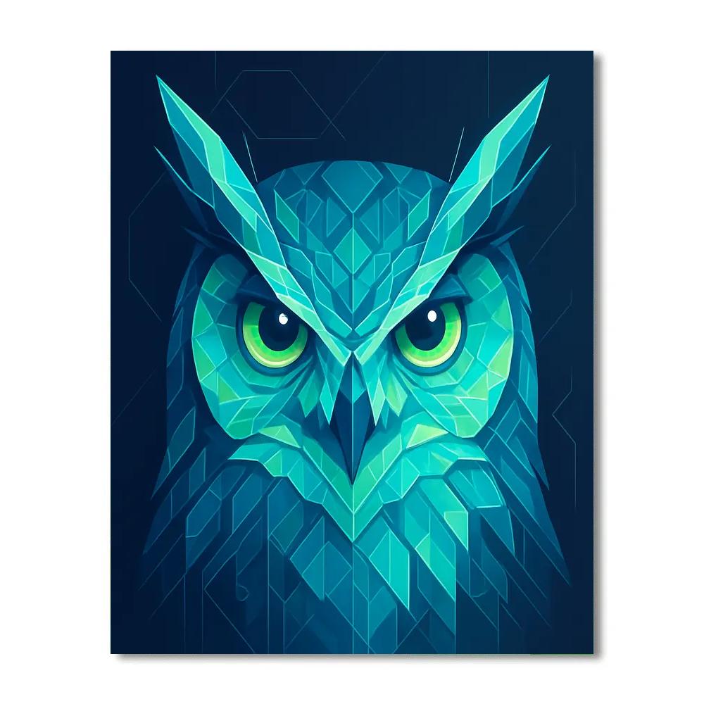 Crystal Circuit Owl Number painting