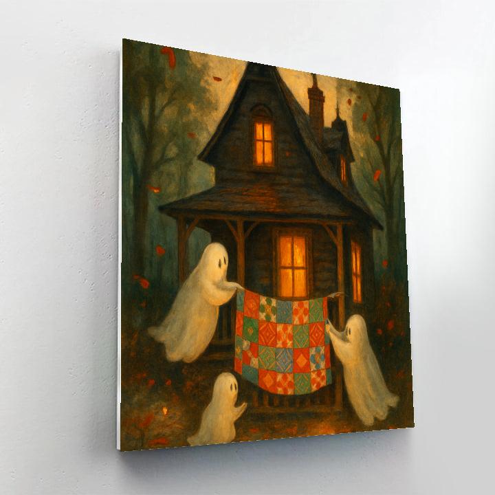 The Cozy Haunted House Quilt Night Paint by numbers kits