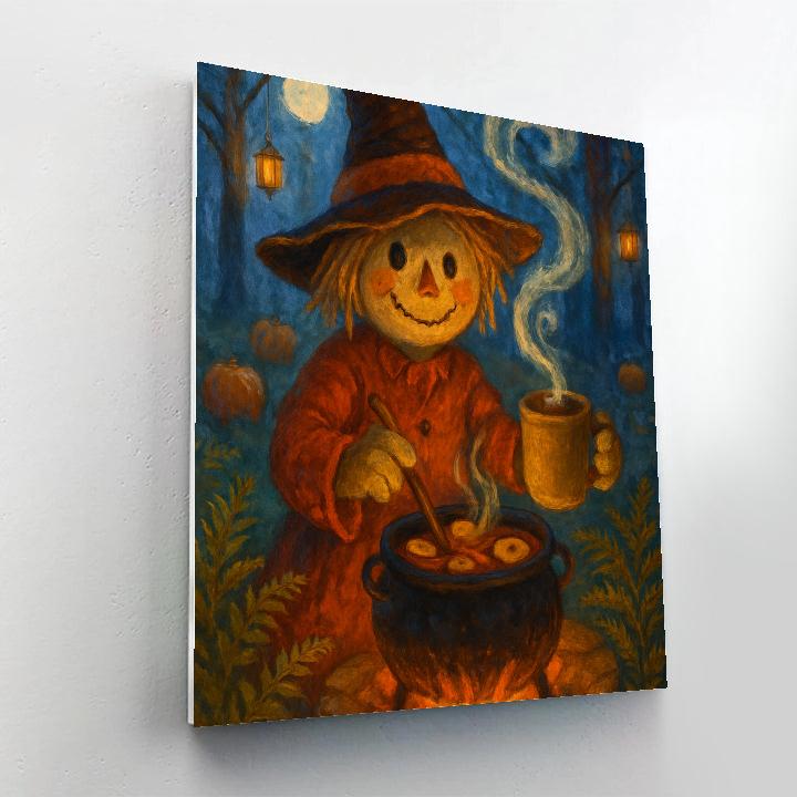 Apple Cider Cauldron On The Woodland Stump DIY paint by numbers