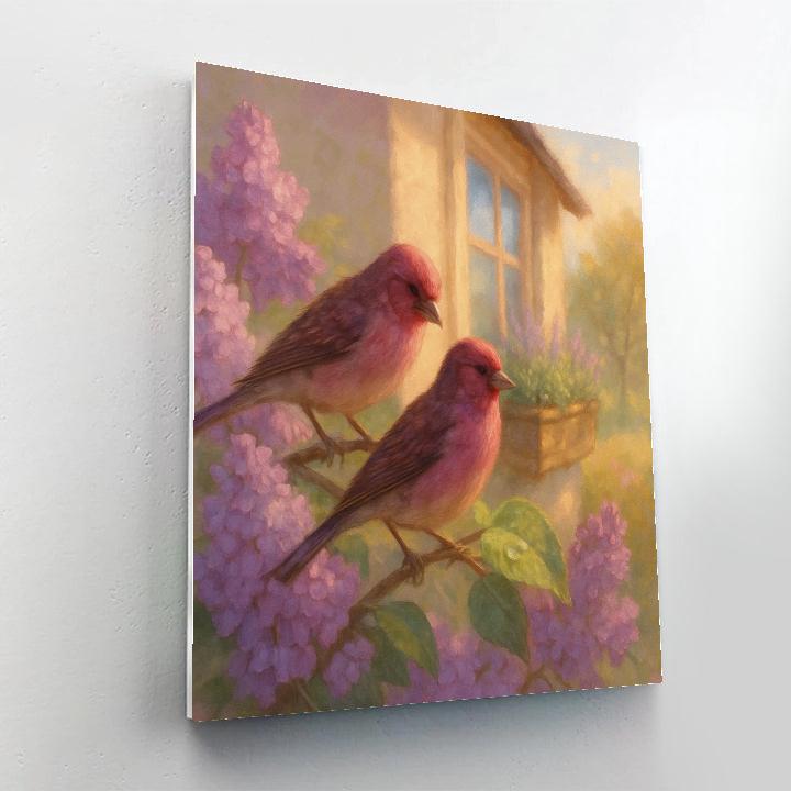 Lilac Shade Finches At The Window Garden Painting by numbers kit