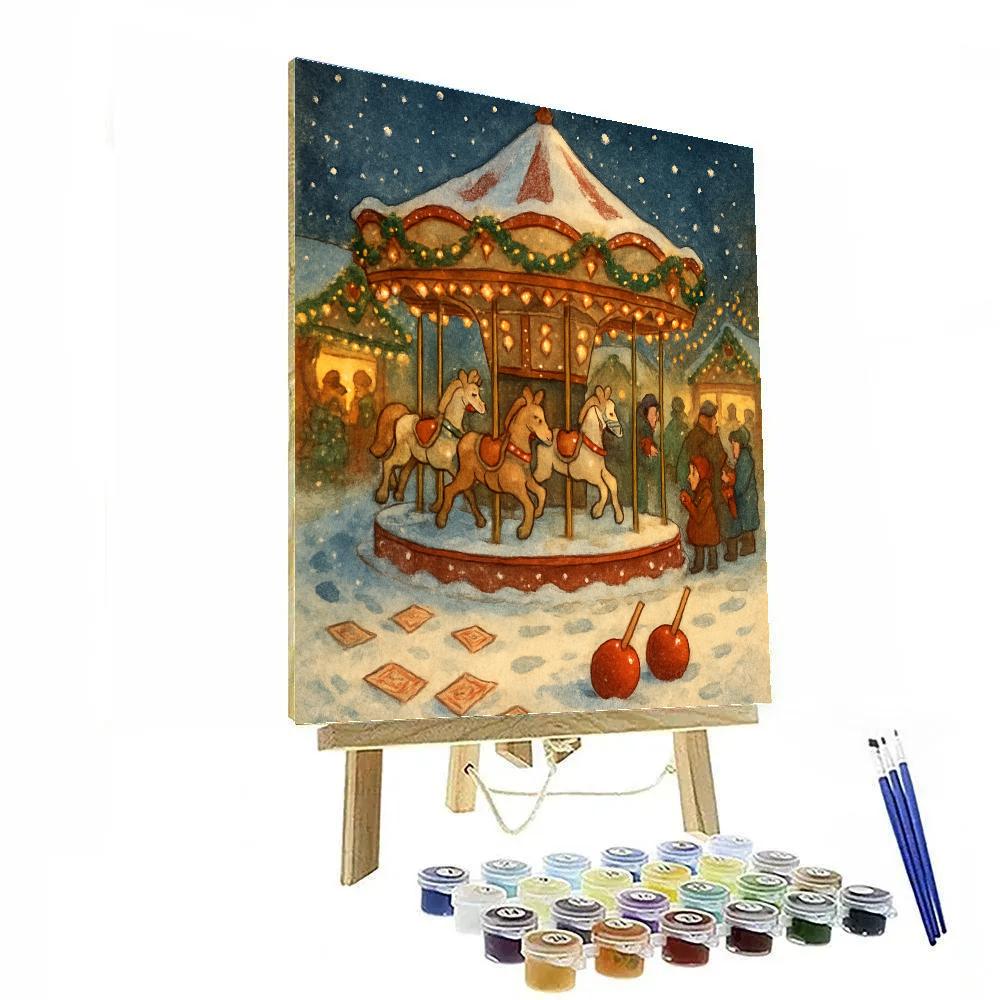 Frosted Carousel At The Winter Fair Paint by numbers kits