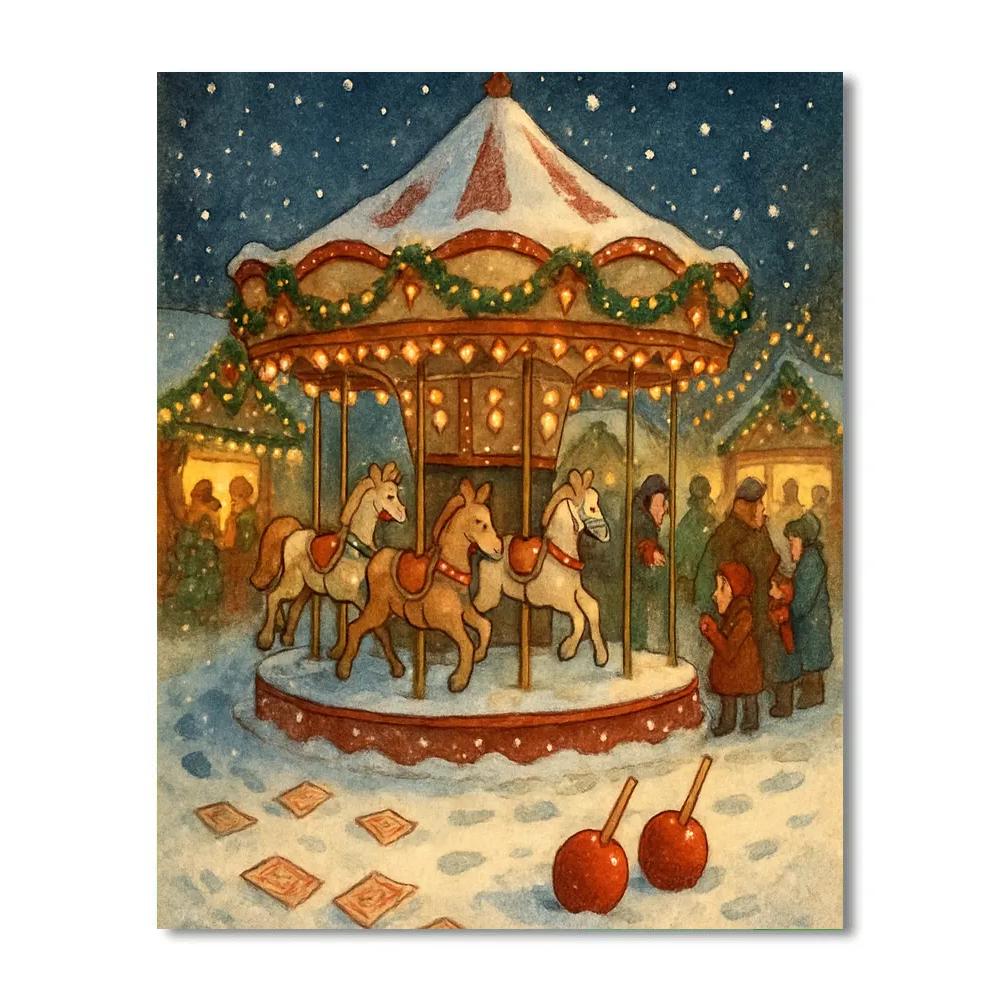 Frosted Carousel At The Winter Fair Paint by numbers kits